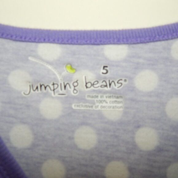 JUMPING BEANS girls size 5 100% cotton purple polka dot floral tank top - Picture 4 of 8